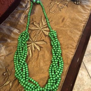 Long beaded green necklace set